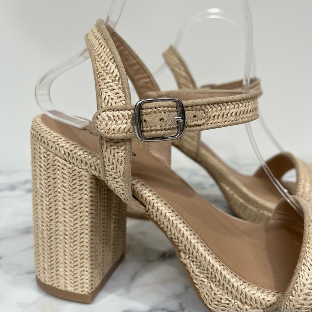 TORRID Raffia Platform Heel Sandal Size 10WW 10 Extra Wide NWT Boho Natural - Picture 4 of 13
